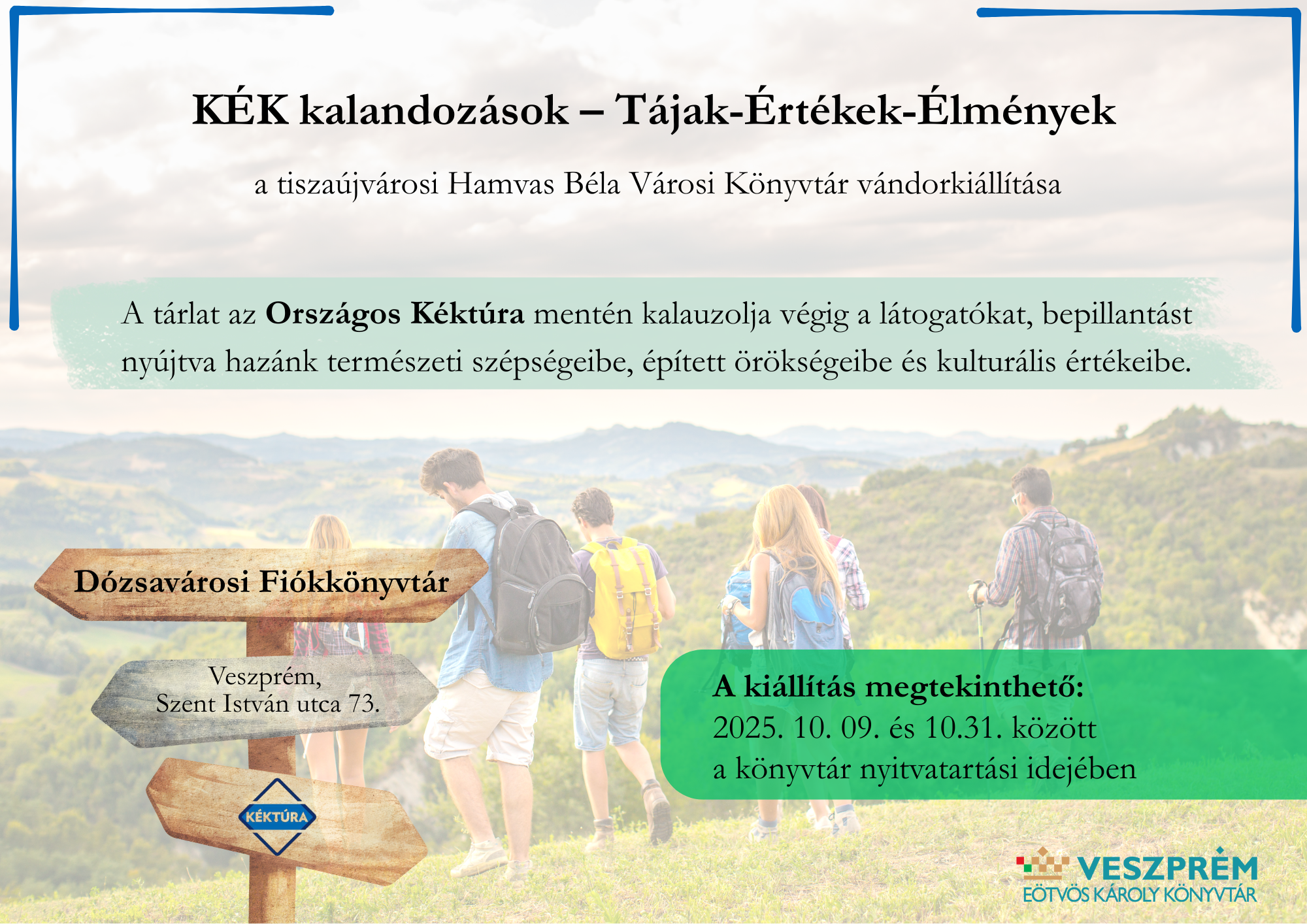A tárlat az Országos Kéktúra mentén kalauzolja végig a látogatókat, bepillantást nyújtva hazánk természeti szépségeibe, épített örökségeibe és kulturális értékeibe.