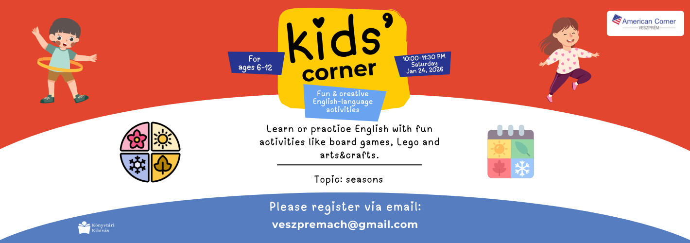 Kids corner - Join us for a fun morning, where kids can learn or practice the English language with fun activities